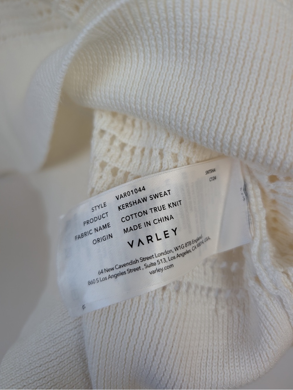 Varley Kershaw Open Knit Cotton Sweater Medium Cream - Picture 4 of 9
